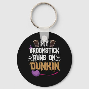 Porte-clés My Broomstick Runs on Dunkin Funny Halloween Witch