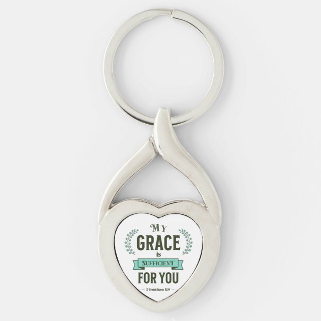 Porte-clés My Grace is Sufficient Scripture Teal (Devant)