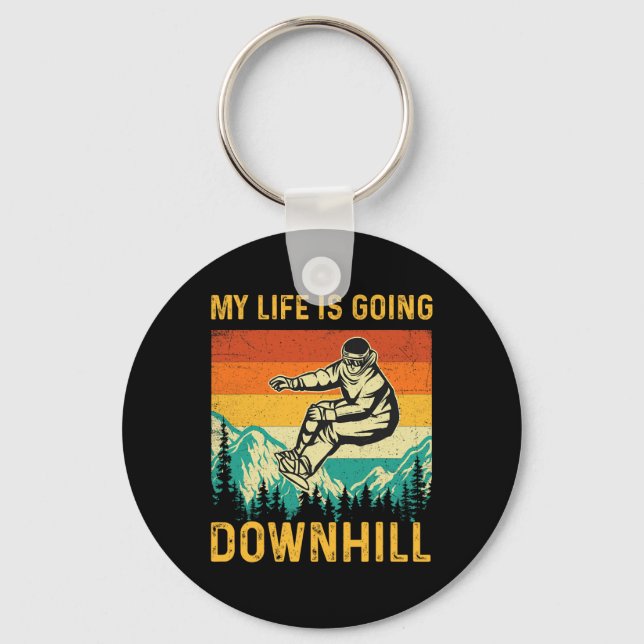 Porte-clés My Life Is Go Downhill - Snowboarder Snowboardi (Recto)