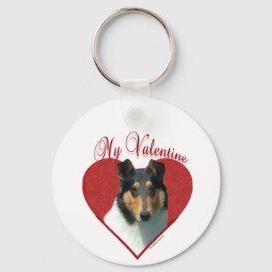 Porte-clés My Smooth Collie Valentine; Tricolor Collie