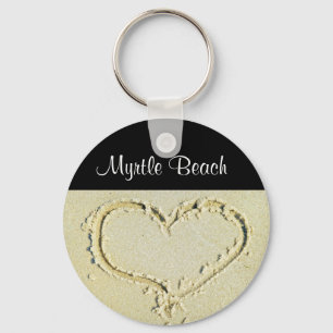 Porte-clés Myrtle Beach SC Heart sur un Porte - clé de plage