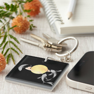 Porte-clés Mystic Koi & Golden Moon - Elegant japonais Zen Ar