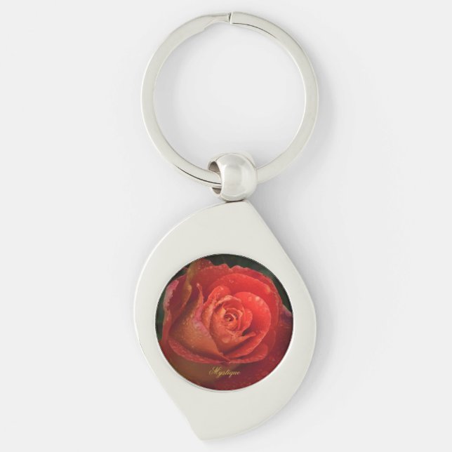 Porte-clés Mystique Dark Botanical Red Orange Rose Keyring (Devant)