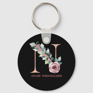 Porte-clés N Monogramme floral Nom Lettres Porte - clé d'âge