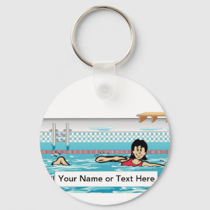Porte-clés Nage - Dessin féminin par PrintedPerfection.com