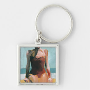 Porte-clés Nage vintage - maillot de bain rouge