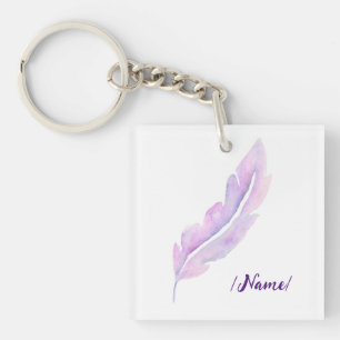 Porte-clés Naissance Violet plume cadeau de vacances