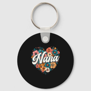 Porte-clés Nana floral cœur fleur fête des mères vintage rétr