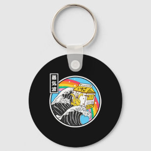 Porte-clés Nana Milk Surfant sur la Vague de Kanagawa Kawaii