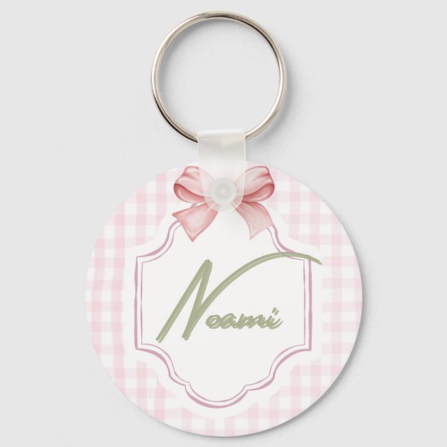 Porte-clés Naomi Baby Girl Nursery Bow&En vichy personnalisée (Recto)