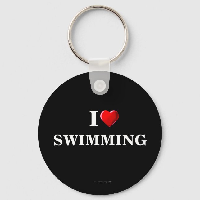 Porte-clés Natation : J'aime porte - clé de natation (Recto)