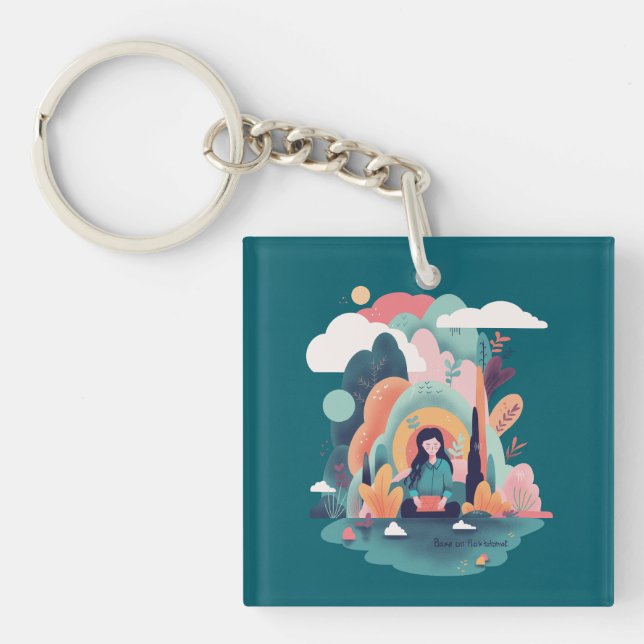 Porte-clés Nature Calm Aesthetic Art Keychain (Devant)