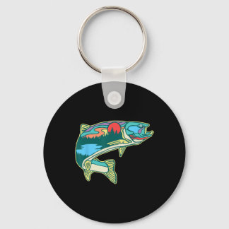 Porte-clés Nature Trout Illustration Vintage Fly Fishing Retr