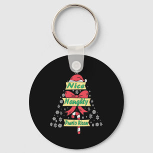Porte-clés Naughty Nice Porto-ricain Pajamas de Noël Drôle