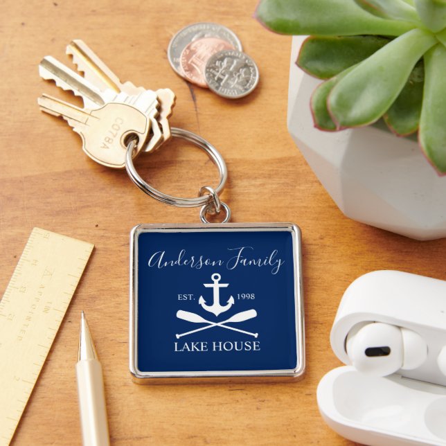 Porte-clés Nautical Lake House Ancre Oars Famille Marine Bleu (Bureau)