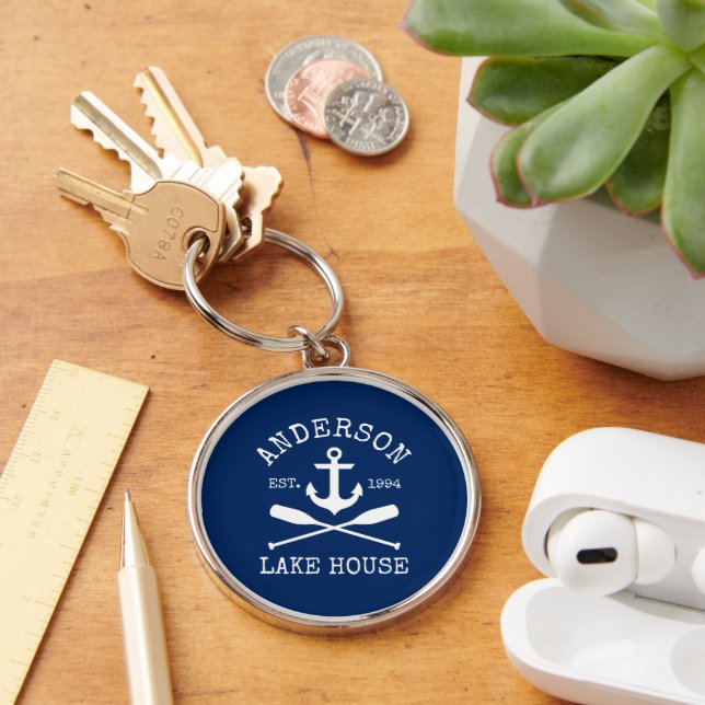 Porte-clés Nautical Lake House Famille Marine Blue Ancre Oars (Bureau)