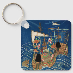 Porte-clés Navire Trésor Chanceux Japonais Vintage G.A. Audsl