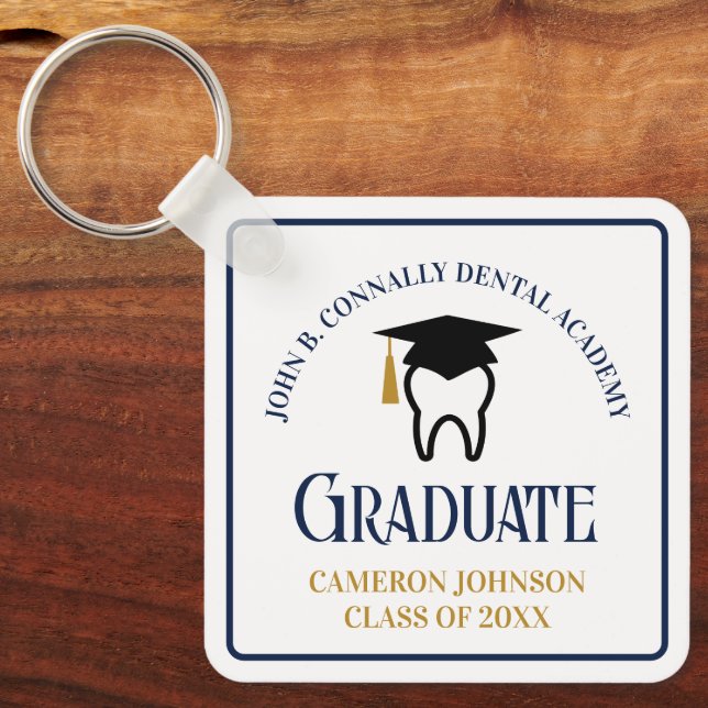 Porte-clés Navy Blue Dental School Custom Graduation Cadeau (Recto)