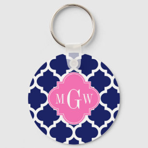 Porte-clés Navy Wht Moroccan #5 Hot Pink2 3 Initial Monogram