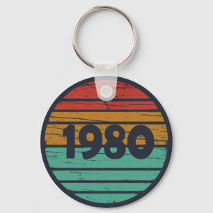 Porte-clés Né en 1980 cadeau d'anniversaire vintage