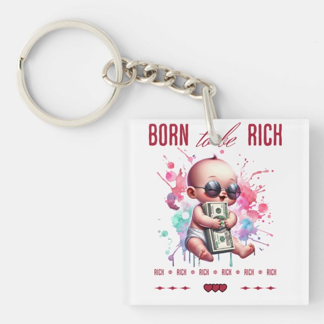 Porte-clés Né pour être riche (Devant)