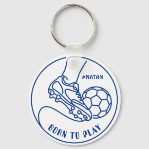 Porte-clés Né pour jouer au football & nom