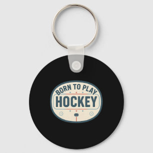 Porte-clés Né pour jouer au hockey Joueur de patinoire rétro
