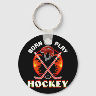 Porte-clés Né Pour Jouer Hockey Hockey Aimer Sport Drôle