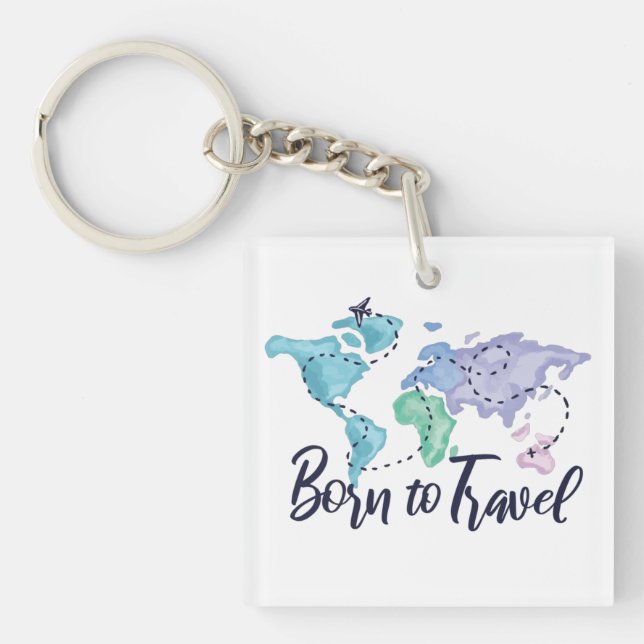 Porte-clés Né pour voyager (Devant)