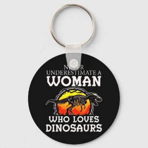 Porte-clés Ne Sous-Estimez Jamais Une Femme Qui Aime Les Dino