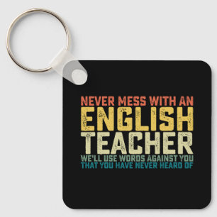 Porte-clés Ne vous mêlez jamais d'un professeur d'anglais, no