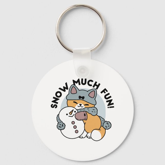 Porte-clés Neige beaucoup amusant Chat hiver vacances Design (Recto)