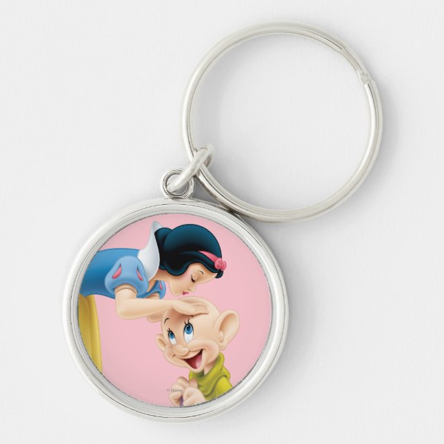 Porte-clés Neige blanc baiser Dopey sur la tête (Devant)