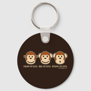 Porte-clés N'entendez aucune bande dessinée de singes de mal