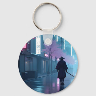 Porte-clés Neon Samurai Keychain – Retro Anime Tokyo Design