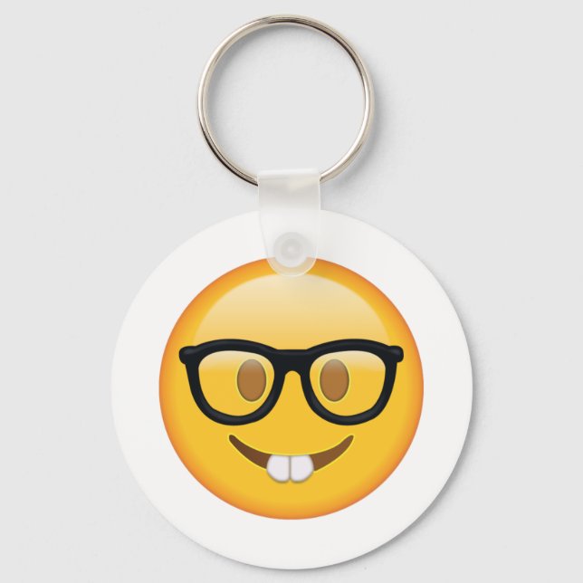 Porte-clés Nerd avec lunettes - Emoji (Recto)