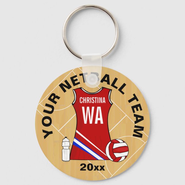 Porte-clés Netball personnalisable (Recto)