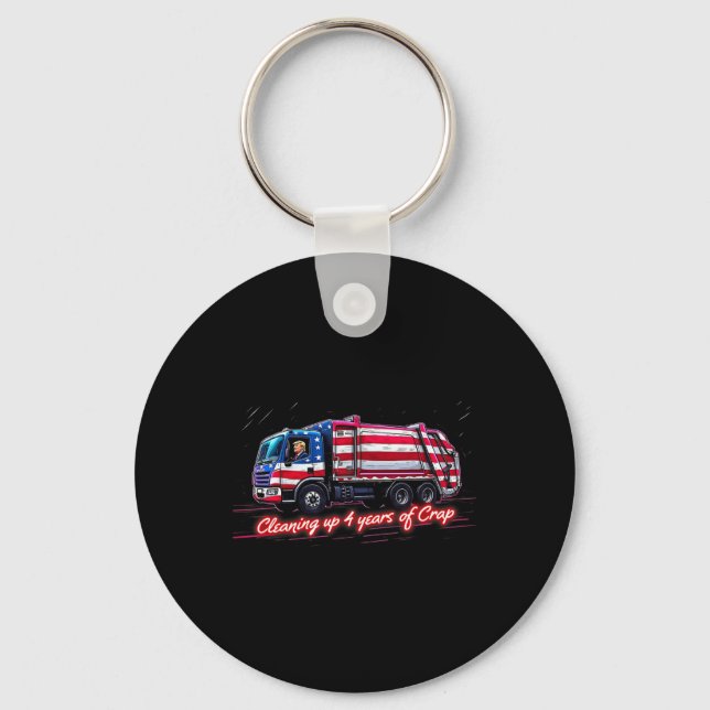 Porte-clés Nettoyer 4 Ans De Merde Drôle Trump Garbage Ame (Recto)
