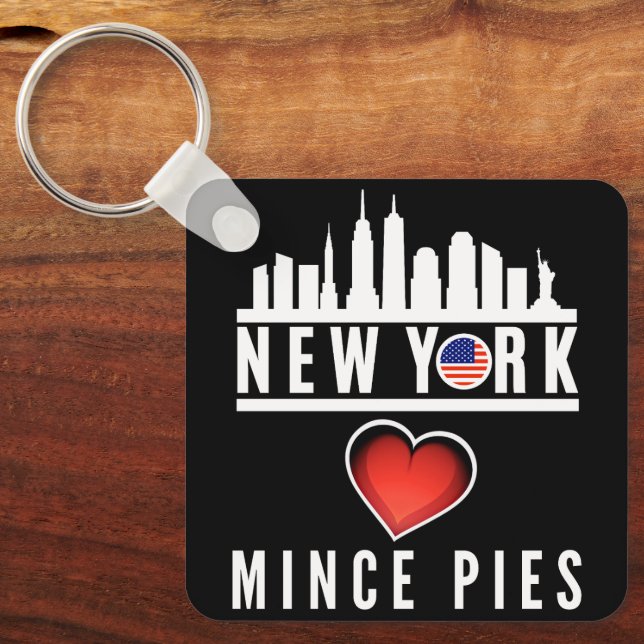 Porte-clés New York aime Mince Pies Cityscape (Recto)