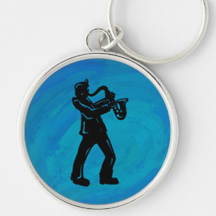 Porte-clés New York Boogie Nuits Saxophone Bleu