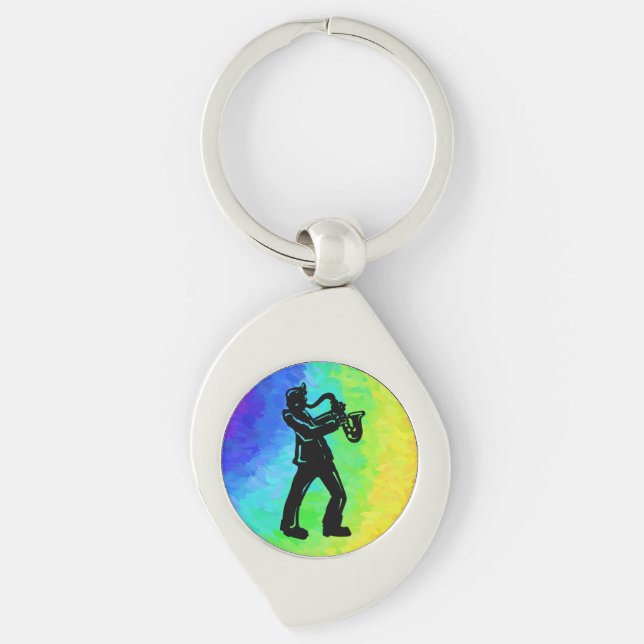 Porte-clés New York Boogie Nuits Saxophone Rainbow (Devant)