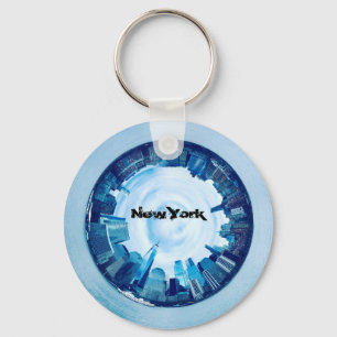 Porte-clés New York Skyline Tiny Planet Porte - clé - Texte p