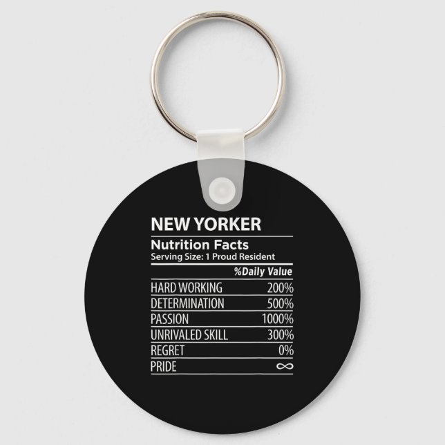 Porte-clés New Yorker Nutrition Facts Funny New York Pride  (Recto)