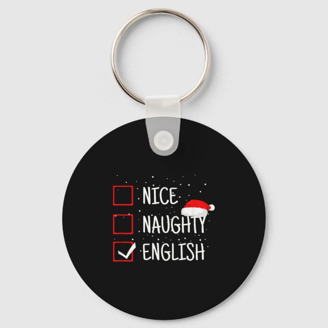Porte-clés Nice Naughty English Christmas Checklist Funny Eng (Recto)