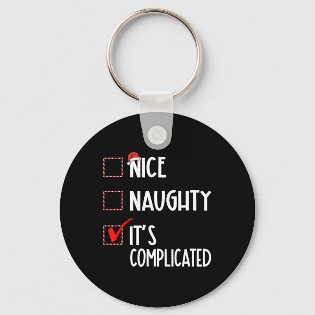Porte-clés Nice Naughty It's Complicated Christmas List Santa (Recto)