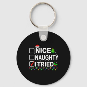 Porte-clés Nice Naughty J'Ai Essayé Lumières de Noël Santa Ha