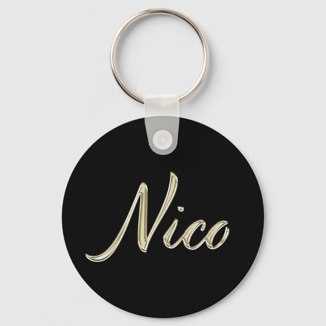 Porte-clés Nico Name whitegold Button (Recto)