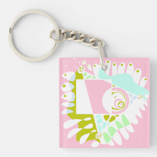 Porte-clés Nid d'oiseau - Flamant rose rose blanc