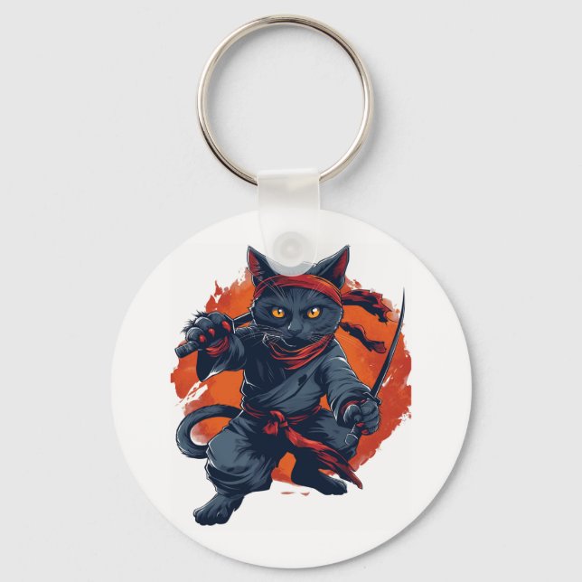 Porte-clés Ninja Chat furtive (Recto)