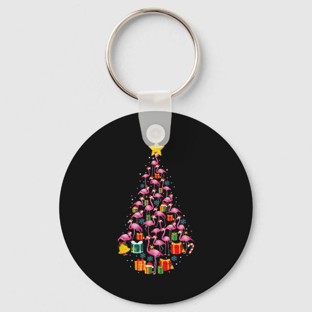 Porte-clés Nk Flamingo Santa Merry Christmas Tree Lights Wome (Recto)